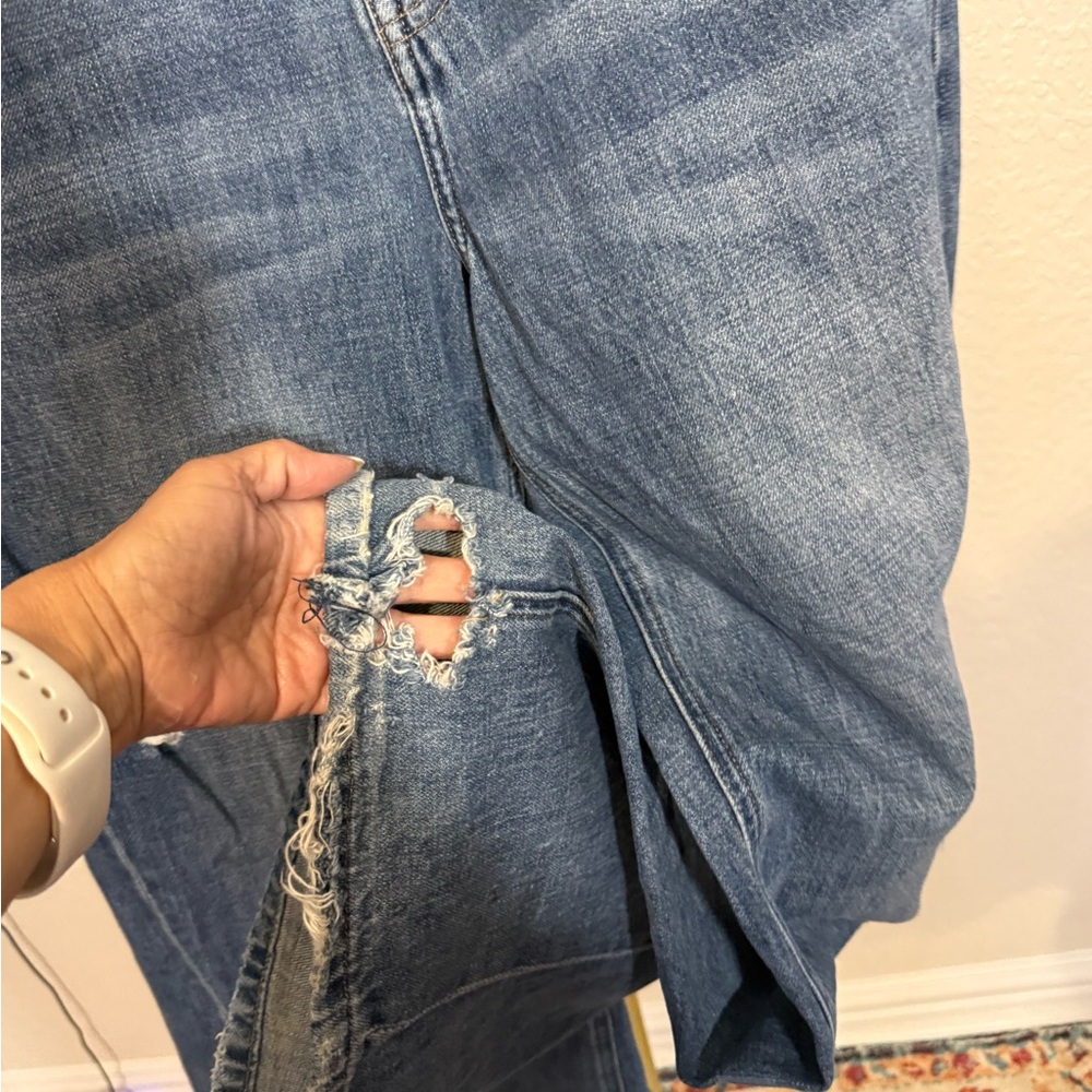 Pistola Wide Leg Denim Jeans in Medium Blue Distressed - Picture 6 of 9